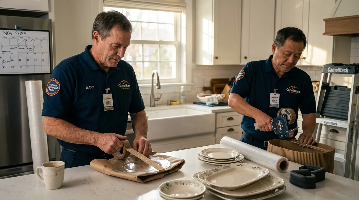 Professional crew packing kitchen dishware in Bayport, MN